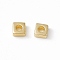 Brass Beads, Cadmium Free & Nickel Free & Lead Free, Square, Real 18K Gold Plated, 3x3x1.5mm, Hole: 1.4mm