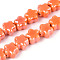 Handmade Porcelain Bead Strands, Plum Blossom, Bright Glazed Porcelain, Coral, 10.5~11x11~11.5x7.5~8mm, Hole: 1.8~2mm, about 32pcs/strand, 13.19 inch(33.5cm)