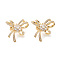 Brass Micro Pave Clear Cubic Zirconia Twister Clasps, Cadmium Free & Lead Free, Bowknot, Golden, 34x34x18.8mm, Hole: 6.5x14mm