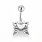 316L Surgical Stainless Steel Pave Clear Cubic Zirconia Curved Barbell Belly Rings, Stainless Steel Color, Butterfly, Bar Length: 3/8