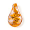 Handmade Lampwork Pendants, Teardrop, Orange, 45.5~47.5x26~28x11.5~13mm, Hole: 6~8x5.5~6.5mm