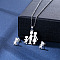 304 Stainless Steel Pendant Necklace & Stud Earring, Stainless Steel Color, Family, 450mm