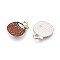 Fruit Alloy Enamel Charms, Coconut, Platinum, Saddle Brown, 14x12x1.5mm, Hole: 1.6mm