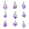 20Pcs Natural Amethyst Pendants, with Brass Loops, Nuggets, 20~26x12~20x10~16mm, Hole: 4x4mm