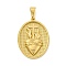 Ion Plating(IP) 304 Stainless Steel Pendants, Oval with Heart Charm, Golden, 35.5x26x4mm, Hole: 9.5x5mm