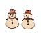 Printed Poplar Wood Pendants, Christmas Series, Snowman, 35x22x2mm, Hole: 1.6mm