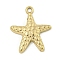 Ion Plating(IP) 304 Stainless Steel Pendants, Starfish Charm, Real 18K Gold Plated, 23x19.5x3mm, Hole: 2mm