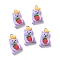 Opaque Resin Pendants, with Platinum Tone Iron Loops, Cat with Strawberry, Lilac, 22x13.5x8mm, Hole: 2mm