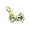 Brass Micro Pave Cubic Zirconia Pendants, Cadmium Free & Nickel Free & Lead Free, with Jump Ring, Real 18K Gold Plated, Bowknot Charms, Colorful, 10.5x11.5x2.5mm, Hole: 3mm