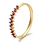 Brass Pave FireBrick Glass Hinged Bangles for Women, Real 18K Gold Plated, Oval, Inner Diameter: 2-3/8 inch(6cm)