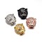 Brass Micro Pave Cubic Zirconia Leopard Head Beads, Lead Free & Cadmium Free & Nickel Free, Clear, Mixed Color, 14x13x9mm, Hole: 3mm & 7x4mm
