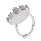 Non-Tarnish Adjustable 304 Stainless Steel Finger Rings Components, Pad Ring Base Findings, Flat Round, Stainless Steel Color, US Size 7 3/4(17.9mm), Tray: 20mm, 3~21mm