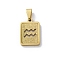 304 Stainless Steel Twelve Constellations Pendants, Real 18K Gold Plated, Rectangle Charm, Aquarius, 17.5x12x2mm, Hole: 7.5x3.5mm