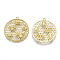 Brass Pendants, Nickel Free, Honeycomb with Bee, Raw(Unplated), 32.5x30x4mm, Hole: 1.5mm