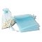 100Pcs Rectangle Organza DIY Craft Drawstring Bags, for Valentine Birthday Wedding Party Candy Wrapping, Light Blue, 9x7cm