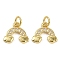 Brass Micro Pave Cubic Zirconia Pendants, Cadmium Free & Lead Free, with Jump Ring, Rainbow Charms, Clear, 10x12x2mm, Hole: 3mm