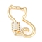 Rack Plating Brass Micro Pave Cubic Zirconia keychain Clasps, Cadmium Free & Nickel Free & Lead Free, Cat Shape, Golden, 22.5x16.5mm