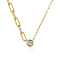925 Sterling Silver Round Zircon Necklace, Cable Chains