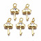Brass Micro Pave Clear Cubic Zirconia Pendants, with Jump Rings, Nickel Free, Key, Real 18K Gold Plated, 17.5x10.5x3mm, Jump Rings: 5x1mm, 3mm inner diameter