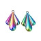 Ion Plating(IP) 304 Stainless Steel Pendants, Leaf, Rainbow Color, 20x13x1.5mm, Hole: 1.4mm