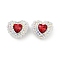Polymer Clay Glass Rhinestone Beads, Heart Focal Beads for DIY Jewelry, Keychains and Beadable Pens, Light Siam, 20x24x13mm, Hole: 1.8mm