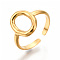 Ion Plating(IP) 304 Stainless Steel Hollow Oval Cuff Rings, Open Rings for Women Girls, Real 18K Gold Plated, US Size 7(17.5mm)