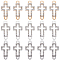 30Pcs 3 Colors Alloy Crystal Rhinestone Connector Charms, Religion Hollow Cross Links, Mixed Color, 22x10.5x2mm, Hole: 2mm, 10pcs/color