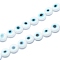 Handmade Evil Eye Lampwork Flat Round Bead Strands, White, 12x5mm, Hole: 1mm, about 33pcs/strand, 14.76 inch