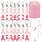 PH PandaHall 60pcs Breast Cancer Awareness Charms, Pink and Silver Ribbon Pendants Enamel Awareness Dangle Charms with Waxed Cord Alloy Hope Pendants for Women Bracelet Necklace Jewelry Making Crafts