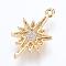 Brass Micro Pave Cubic Zirconia Pendants, Star, Golden, 18x10x2mm, Hole: 1mm