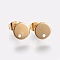Ion Plating(IP) 304 Stainless Steel Stud Earring Findings, with Loop and Flat Plate, Ear Nuts/Earring Backs, Flat Round, Golden, 10x1mm, Hole: 1.2mm, Pin: 0.8mm