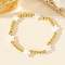 Brass Round Beads Strertch Bracelets, Shell Charm Jewelry for Women, Star