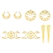 8Pcs 4 Style 201 Stainless Steel Pendants, Laser Cut, Mixed Shape, Golden, 19~48x10~47x1mm, Hole: 1.4~1.5mm, 2pcs/style