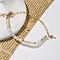 Charm Bracelets, with Natural Flower Amazonite Beads, 304 Stainless Steel Cross Charms, Brass Paperclip Chains & Round Beads, 7-5/8 inch(19.3cm)