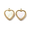 304 Stainless Steel Pave Shell Heart Charms, Real 14K Gold Plated, 14x12x2.5mm, Hole: 1.6mm