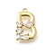 Brass Micro Pave Cubic Zirconia Pendants, LetterA-Z Charms, Golden, Letter B, 16x12x2.5mm, Hole: 1mm