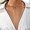Alloy & Plastic Imitation Pearl Round Beaded Long Tassel Cuff Choker Necklaces for Women, White, Golden, Inner Diameter: 5.12 inch(13cm)