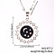Elegant Brass Pave Clear Cubic Zirconia Moon Pendant Pendant Necklaces, with Black Enamel, Perfect Gift for Her, Platinum, 15.75 inch(40cm)