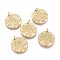 Ion Plating(IP) 304 Stainless Steel Pendants, with Jump Rings, Textured, Double Sided Pattern, Flat Round with Angel, Golden, 16x2mm, Hole: 2.6mm