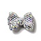 Polymer Clay Rhinestone Beads, Bowknot Focals Beads for Jewelry Keychain Making, Silver, 21.5~22mmx30mmx9.5~10.5mm, Hole: 1.8mm