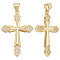6Pcs Brass Micro Pave Clear Cubic Zirconia Pendants, Cross Charm, Real 16K Gold Plated, 30.5x20.5x2.5mm, Hole: 4.5x3.5mm