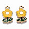 Eco-Friendly Zinc Alloy  Pendants, with Enamel, Flower, Cadmium Free & Nickel Free & Lead Free, Golden, Gold, 19.5x11x2.5mm, Hole: 2mm