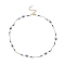 Brass Evil Eye & Glass Beaded Chain Necklace, Colorful, 15.75 inch(40cm)