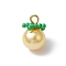 Glass Pearl Pendants, Tomato, with Glass Seed Beads & Iron Loops, Wheat, 15.5~16x10~11mm, Hole: 2mm