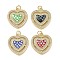 Brass Micro Pave Clear Cubic Zirconia Pendants, Cadmium Free & Lead Free, with Enamel and Shell & Jump Ring, Real 18K Gold Plated, Heart Charms, Mixed Color, 20x18.5x4mm, Hole: 2.8mm