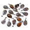 Teardrop Dyed Natural Crazy Agate Obsidian Pendants, with Platinum Tone Brass Findings, 25~29x16~17x5~6mm, Hole: 2x7mm