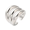 Three-layer Brass Open Cuff Rings for Women, Cadmium Free & Lead Free, Platinum, 20.5mm, Adjustable