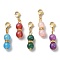 Resin Round Pendant Decorations, with Iron Rhinestone Spacer Beads and 304 Stainless Steel Lobster Claw Clasps, Mixed Color, 35mm