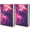 3Pcs Elastic Fabric Book Covers, Rectangle with Universe Pattern, Red, 220~230x355~365x1mm