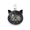 Handmade Lampwork Pendants, Cat Shape Charms, Champagne Yellow, 23.5~24x17.5x13.5~14mm, Hole: 2.5mm